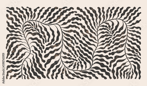 Abstract botanical poster in Matisse style. Trendy minimalistic design element, organic shapes.