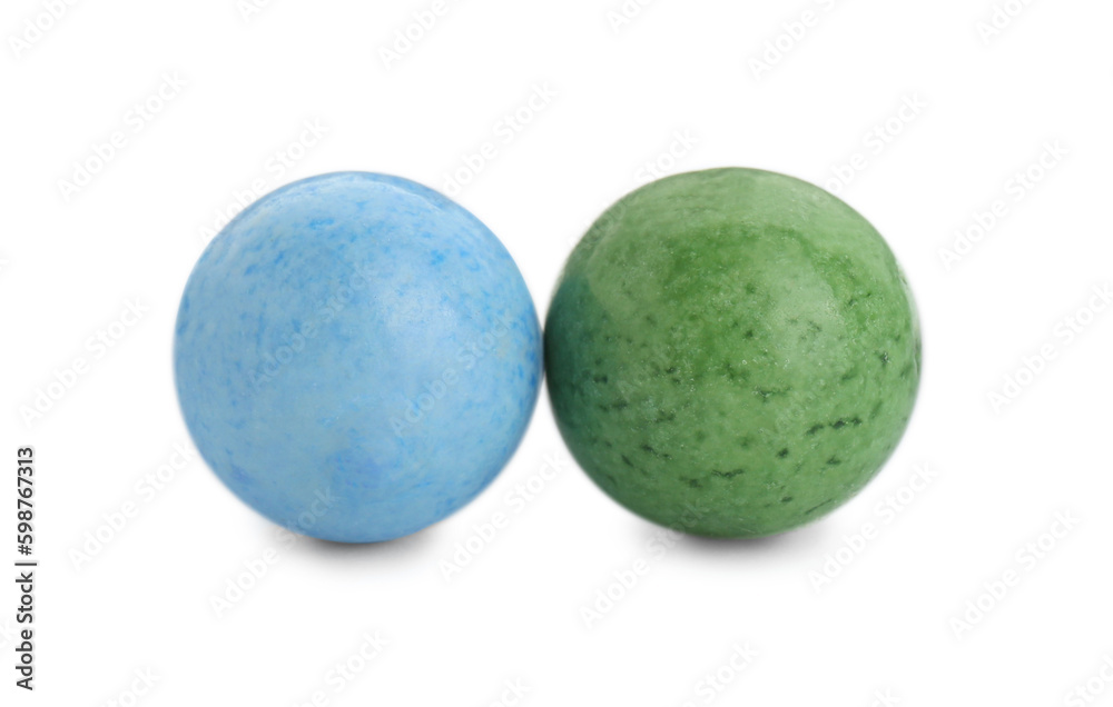 Bright sweet chewy gumballs isolated on white Bright sweet chewy gumballs isolated on white