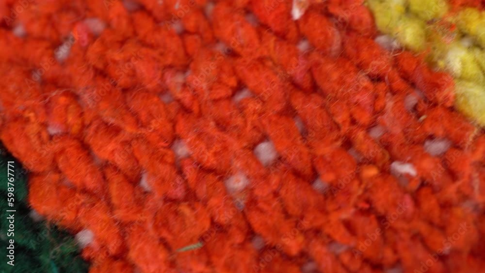 Colored fabric macro. The camera shoots a plaid in the motion of a dolly. Generative AI Colored fabric macro. The camera shoots a plaid in the motion of a dolly. Generative AI