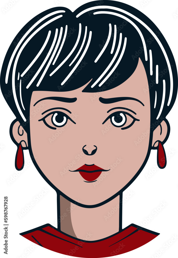 Female Avatar. Woman face colored icon vector illustration