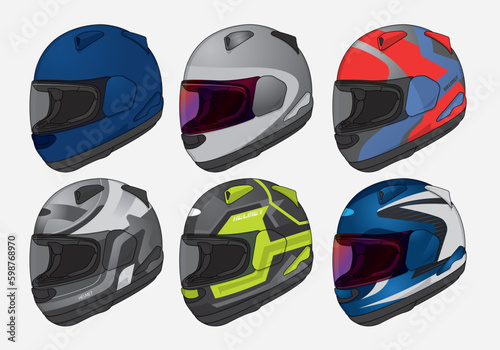 Sports racing helmet template vector design