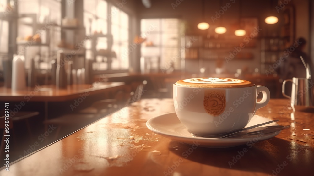 latte aroma, digital art illustration, Generative AI