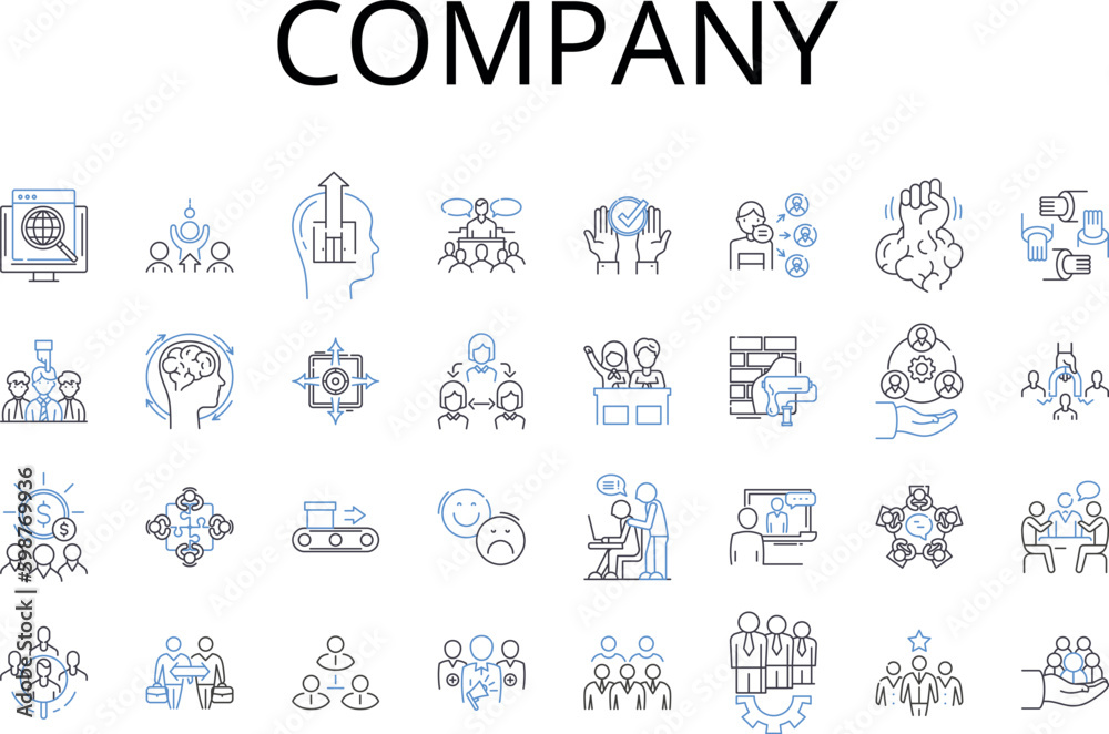 Company line icons collection. Business, Corporation, Partnership, Enterprise, Firm, Organization, Establishment vector and linear illustration. Industry,Consortium,Association outline Generative AI