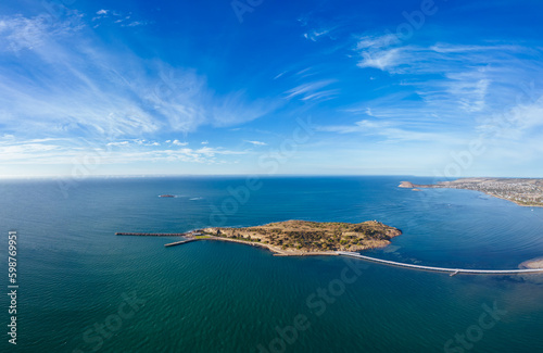Aerial View of Granite Island in Victor Harbor in Australia