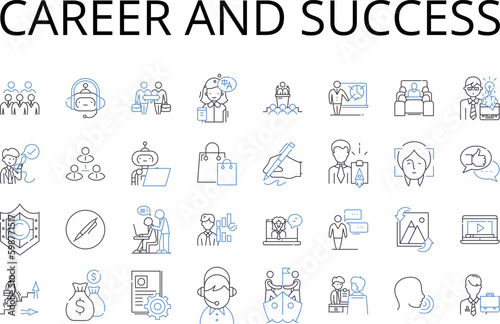 Career and success line icons collection. Profession, Occupation, Job, Vocation, Calling, Trade, Work vector and linear illustration. Employment,Livelihood,Enterprise outline signs set