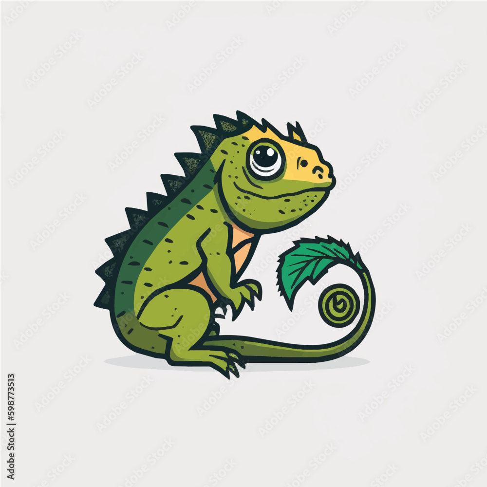 Iguana, simple, cartoon, children book style, comic, flat character, artistic, Illustrator
