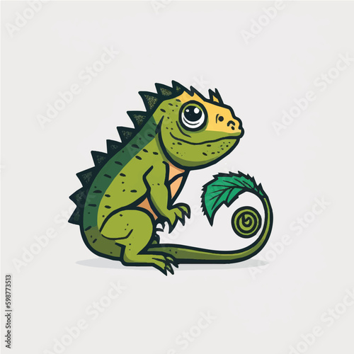 Iguana  simple  cartoon  children book style  comic  flat character  artistic  Illustrator 