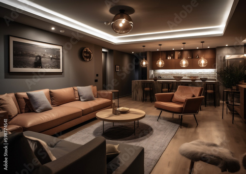 Elegant and stylish home living room interior