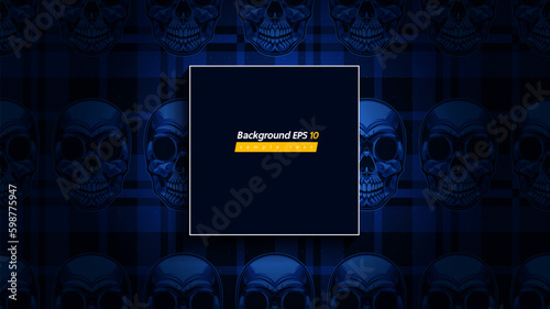 skull background, plaid embroidery design image punk background, graphic design street comic art, artwork for print, banner, website or card