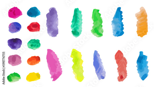 Set of watercolor brush line colorful splash