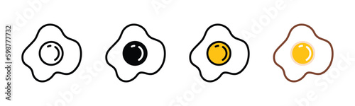 Egg icons vector set in line, flat, and color style. Egg, sunny side up, omelet, fried egg symbol for cooking in restaurant. Vector illustration photo