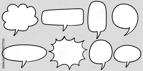 Doodle sketch style of speech bubbles hand drawn illustration. for concept design.