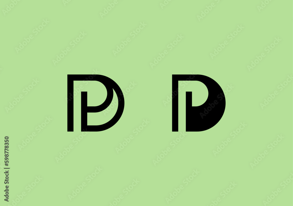 stylish line design letter PD, alphabet logomark symbol stylish line design letter PD, alphabet logomark symbol