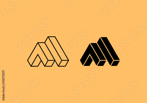 3d graph cube based on letter A and M