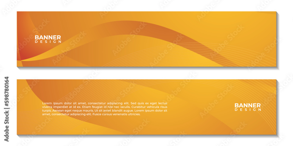 set of banner cover with abstract orange colorful wave gradient background vector illustration