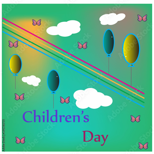 Happy easter card background happy children's day and ballon.For design template abstract background.