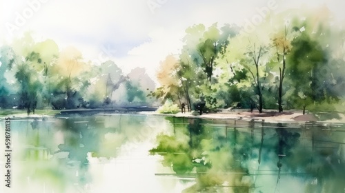 Pond, watercolor concept, generative, ai © hautecrypto