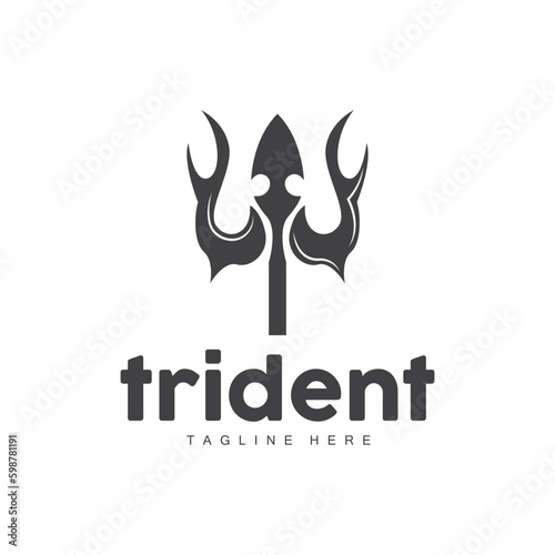 Trident Logo, Elegant Simple Minimalist Design, Zeus God Weapon Vector, Templete Illustration Symbol Icon photo