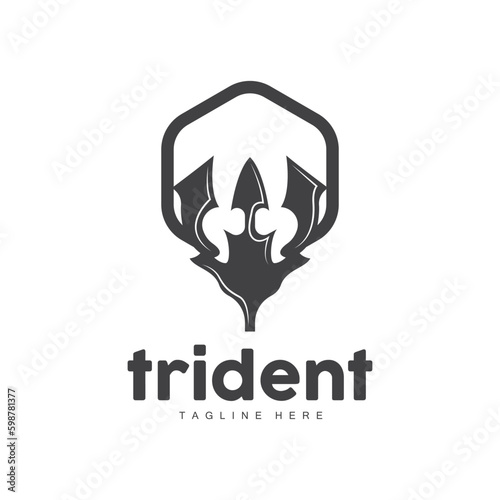 Trident Logo, Elegant Simple Minimalist Design, Zeus God Weapon Vector, Templete Illustration Symbol Icon