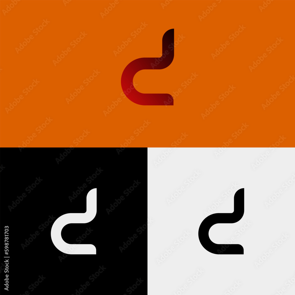 Fototapeta premium d letter logo, monogram style in gradient red - black colors