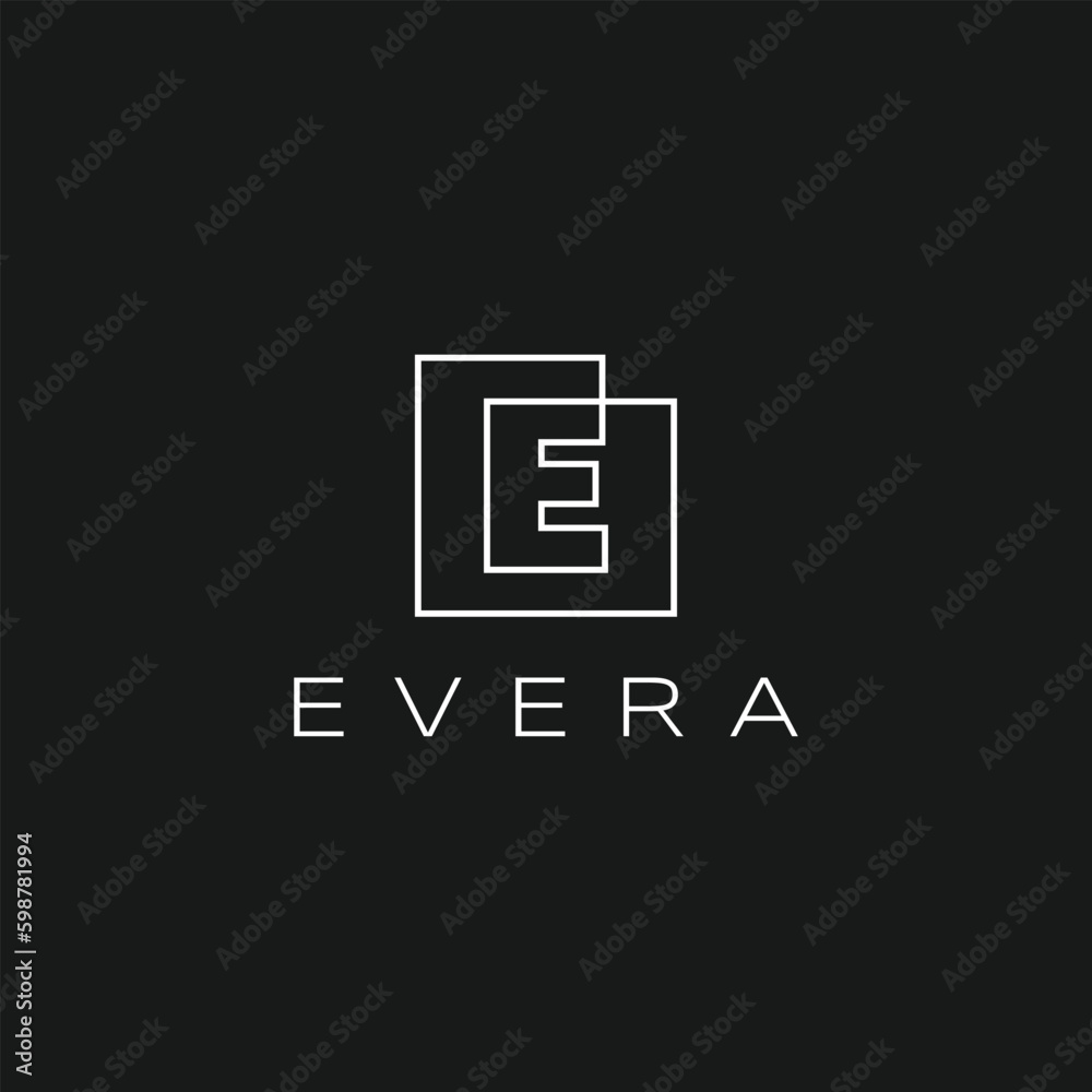 Square E Letter Initial Lettermark Continuous Line White Outline on Black Logo Vector Icon Illustration Square E Letter Initial Lettermark Continuous Line White Outline on Black Logo Vector Icon Illustration