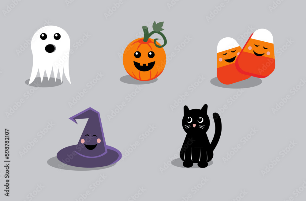 Cute Smiling Vector Halloween Spooky Cartoon Characters Cute Smiling Vector Halloween Spooky Cartoon Characters