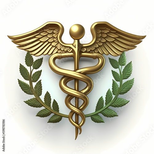 caduceus symbol. Generative AI photo