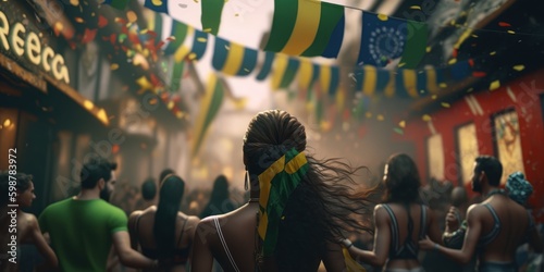 Brazilian celebrating party background, National event and holiday celebration. Generative AI