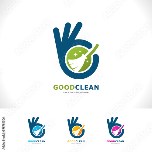 Good clean logo vector template. Suitable for business, web, cleaning, and hand symbol