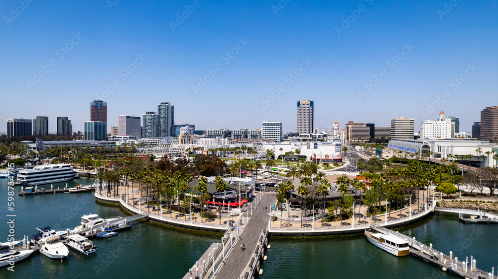 Long Beach, California | Drone Shot - obrazy, fototapety, plakaty 