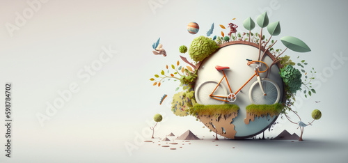 World bicycle day background with copy space, Eco friendly bicycle concept. Generative AI photo