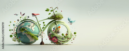 World bicycle day background with copy space, Eco friendly bicycle concept. Generative AI photo