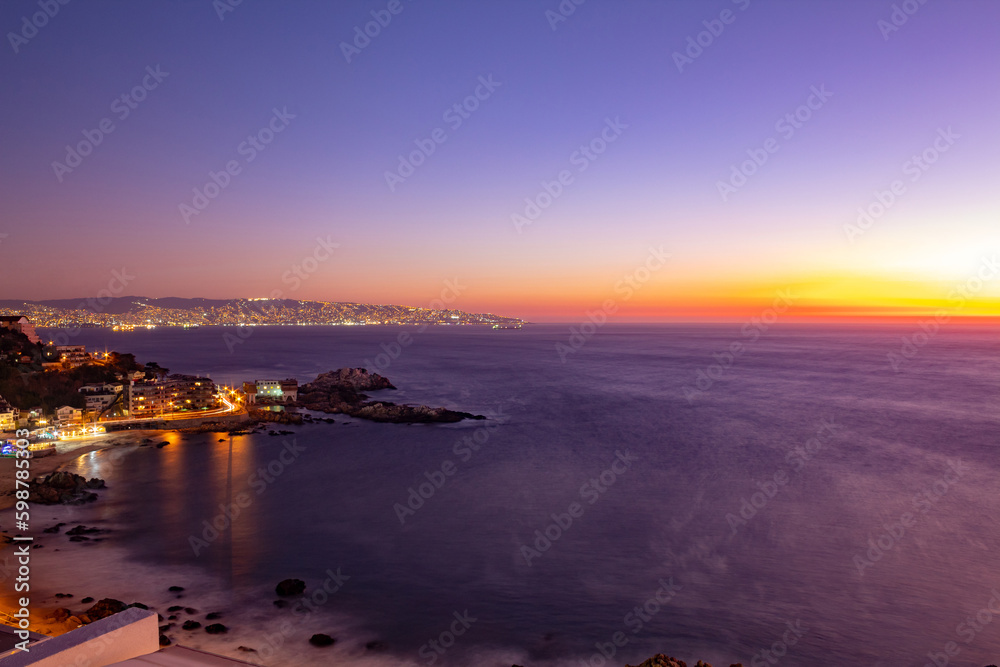  atardecer em Playa de Cochoa,   Viña del Mar,    Valparaíso, Chile