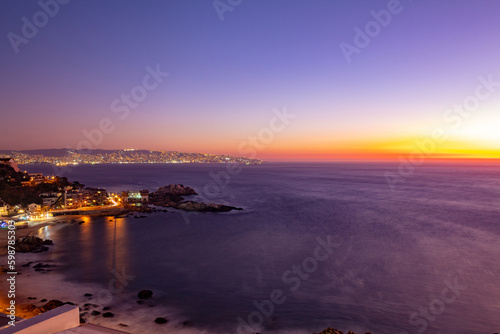  atardecer em Playa de Cochoa, Viña del Mar, Valparaíso, Chile