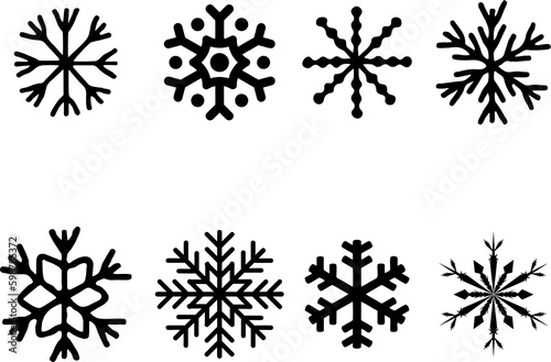 Christmas Snow icons set. snowflake icons on white background. Easy to reuse in greeting card, banner, poster, gift packing or fabric printing.