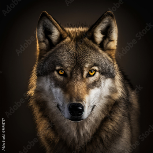 Stampa su tela grey wolf portrait - Generated by Artificial Intelligence