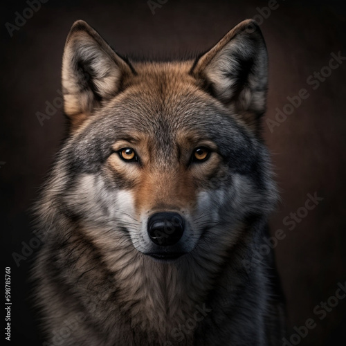 gray wolf portrait - Generated by Artificial Intelligence