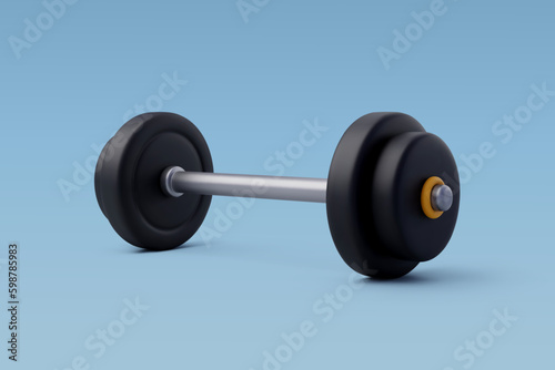 3d Vector Barbell, Workout gym tools, Sport equipment, Gym time concept.