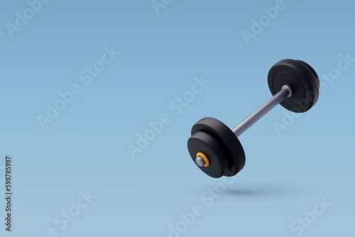 3d Vector Barbell, Workout gym tools, Sport equipment, Gym time concept.