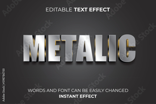 3d silver metallic text effect typography 