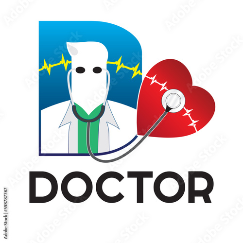 Doctor stethoscope Heart Beat Logo