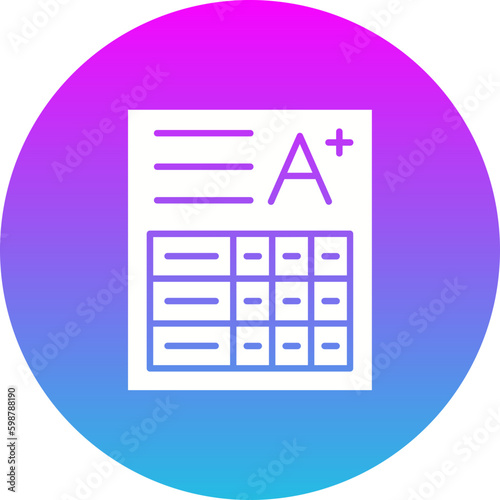 Report Card Gradient Circle Glyph Inverted Icon