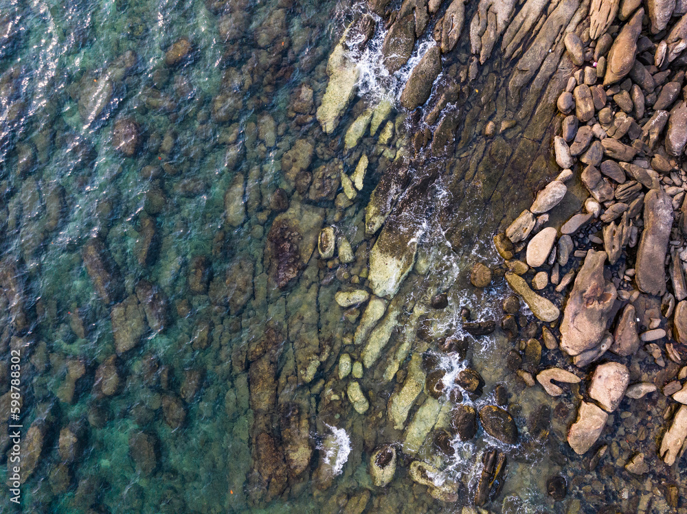 Aerial drone view of beautiful rocky with turquoise sea water of Gulf of Thailand. Kood island, Thailand. Aerial drone view of beautiful rocky with turquoise sea water of Gulf of Thailand. Kood island, Thailand.