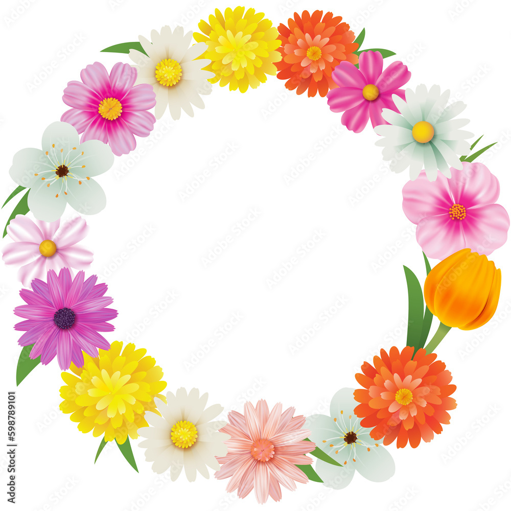 flowers frame for greeting card and decoration.