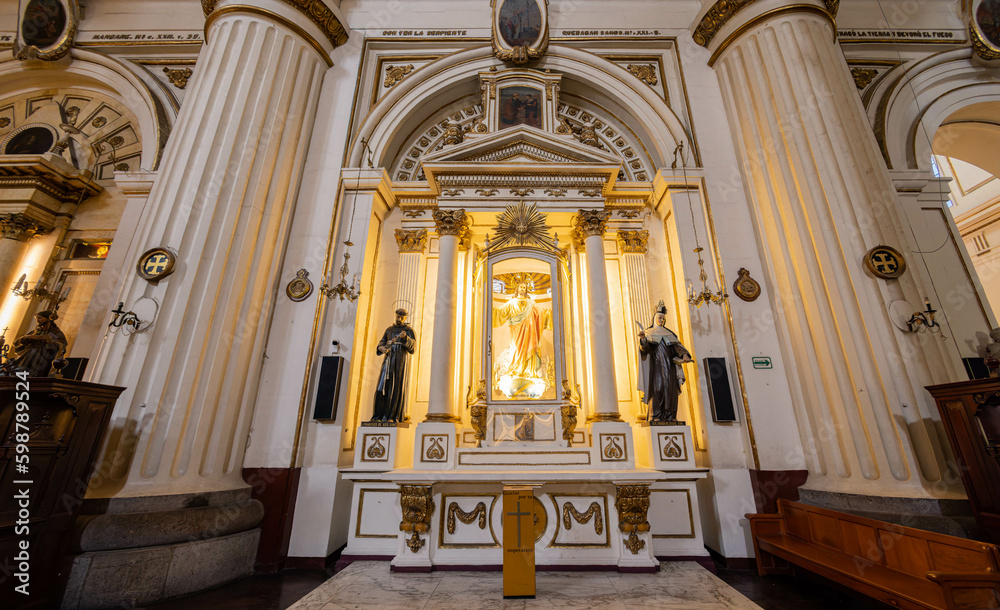 Interior view of the historical Guadalajara Cathedral