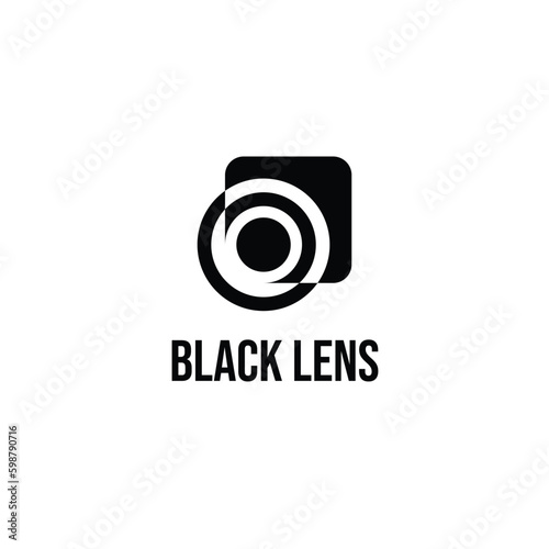 camera lens icon logo combined round and square shape - logo photography