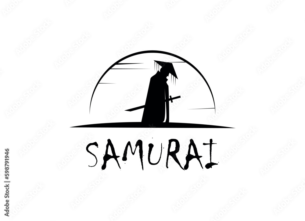 Samurai Ronin Logo Design Vector Template. Modern Design. Ronin Logo. Vector Illustration Samurai Ronin Logo Design Vector Template. Modern Design. Ronin Logo. Vector Illustration