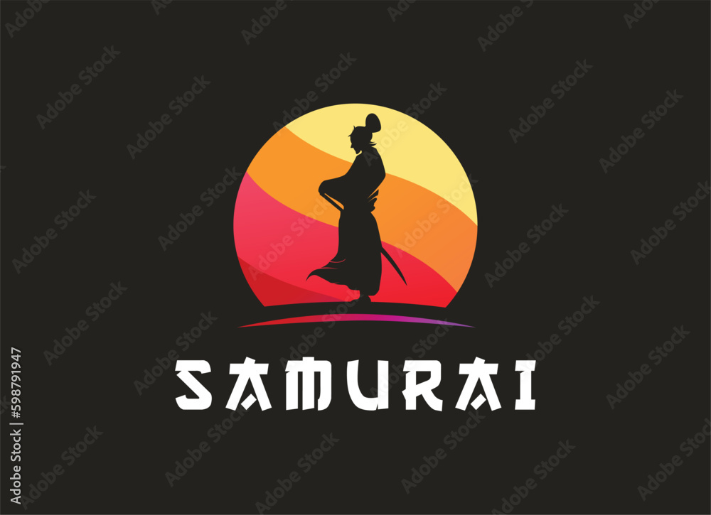 Samurai Ronin Logo Design Vector Template. Modern Design. Ronin Logo. Vector Illustration Samurai Ronin Logo Design Vector Template. Modern Design. Ronin Logo. Vector Illustration