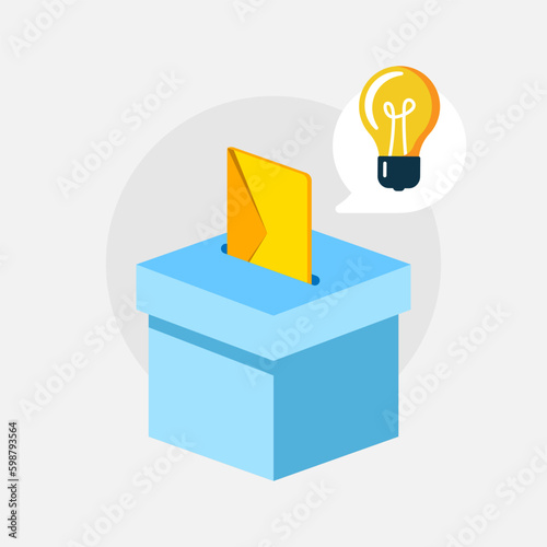 suggestion box, send idea or feedback concept illustration flat design vector eps10. modern graphic element for landing page, empty state ui, infographic, icon © Ikiry GR