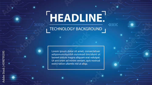 Blue technology background with circuit diagram. Vector background.